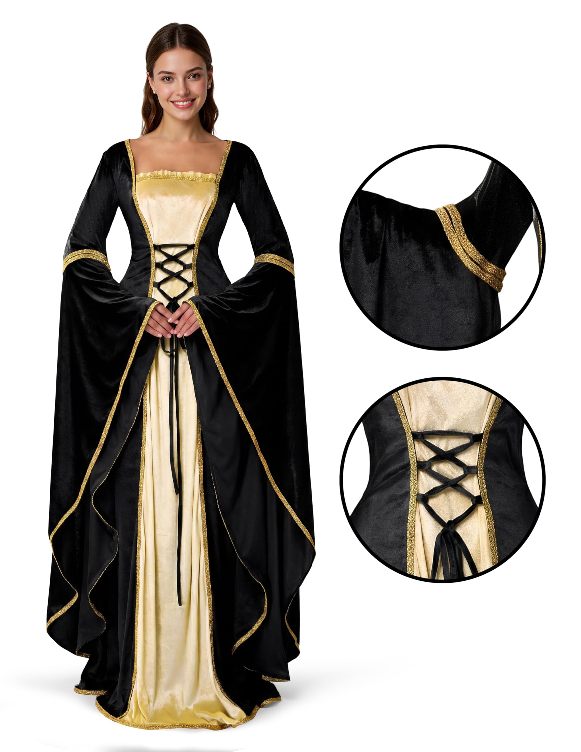 Spooktacular Creations Renaissance Costume Robe médiévale en velours pour femme Robe d'Halloween Renaissance irlandaise