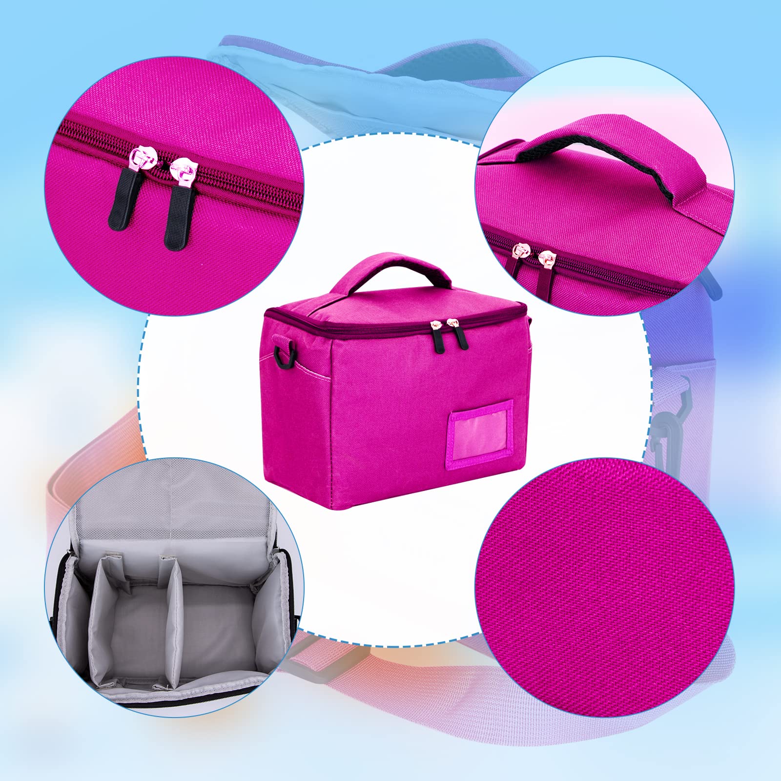 Tasche Kindergepäck viel Platz für Toniebox Figuren Tigerbox Transport Folie Hörfiguren Musikboxen Musikwürfel Ladegerät Kopfhörer Tigercard ideal für Tonie Starterset (Rosa Polyester)