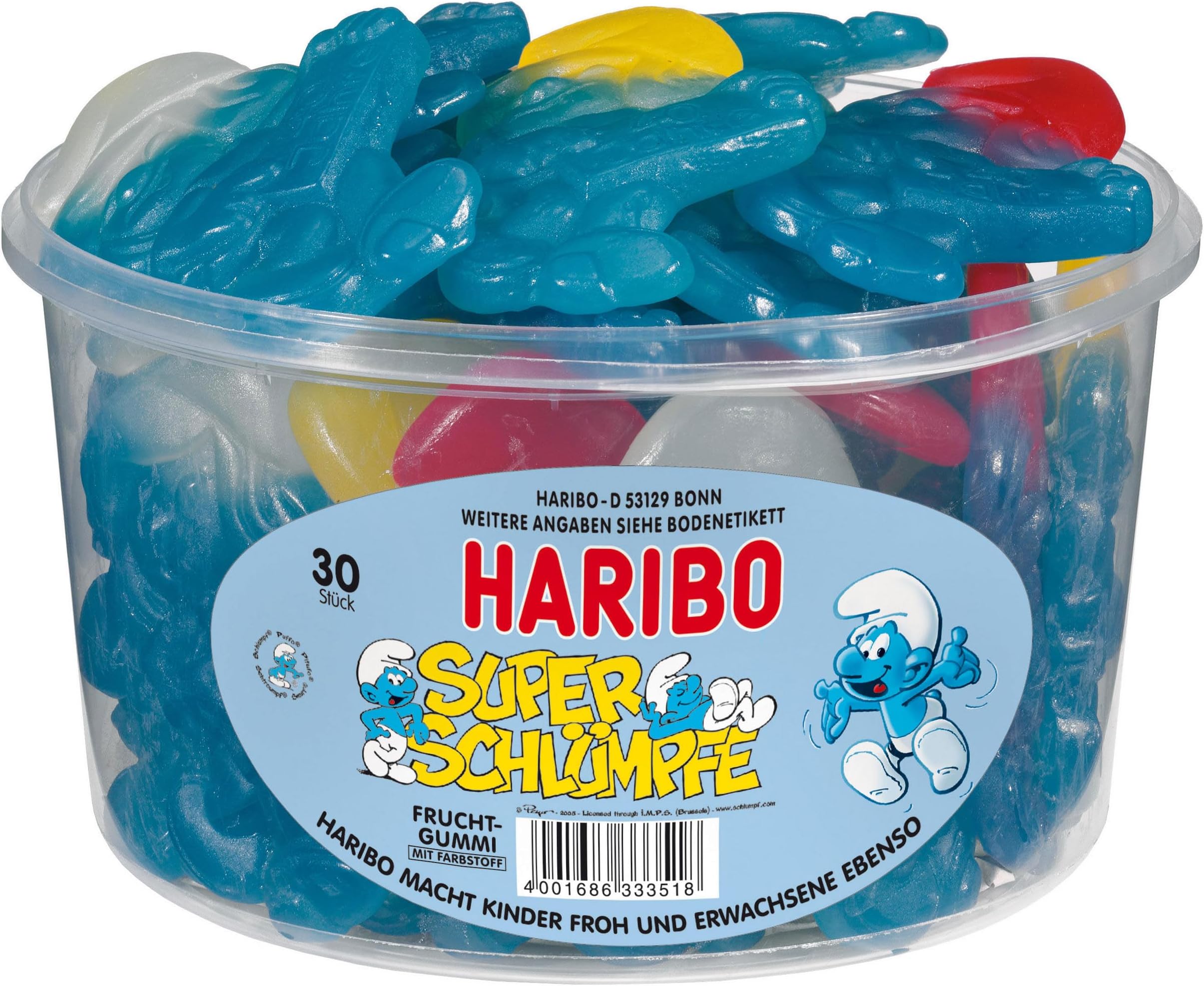 Haribo Super Smurfs / Schlumpf, 1500g Tub