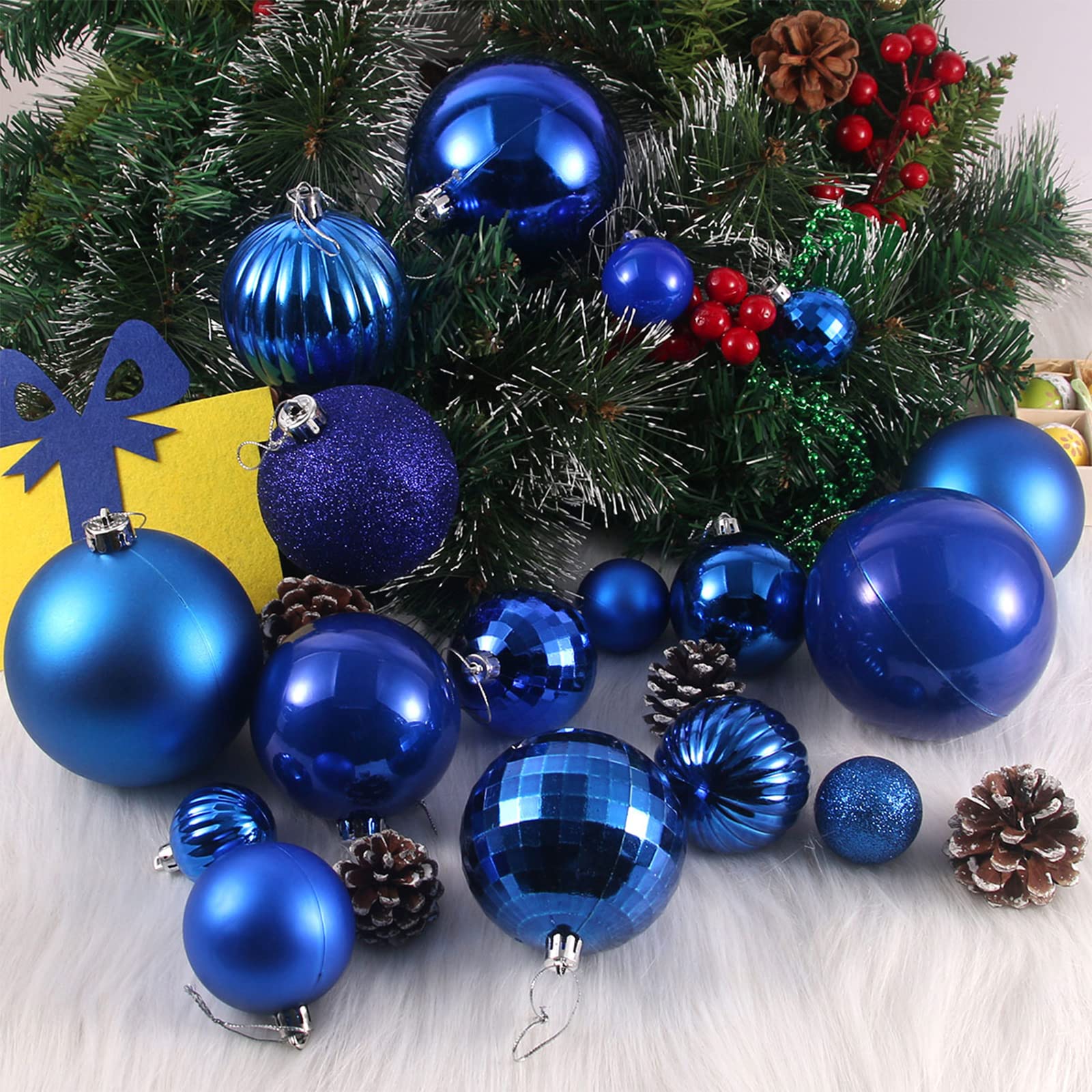 Lot de 36 boules de Noël incassables à suspendre pour anniversaire, Halloween, vacances, mariage - Bleu roi (6,3 cm)