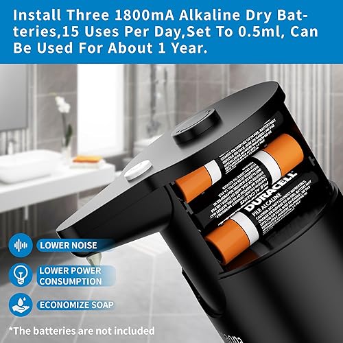 Miniatura 6 de Aunmaon Dispensador automático de jabón sin contacto, manos libres, volumen multiajustable, batería de larga duración, compatible con platos gruesos