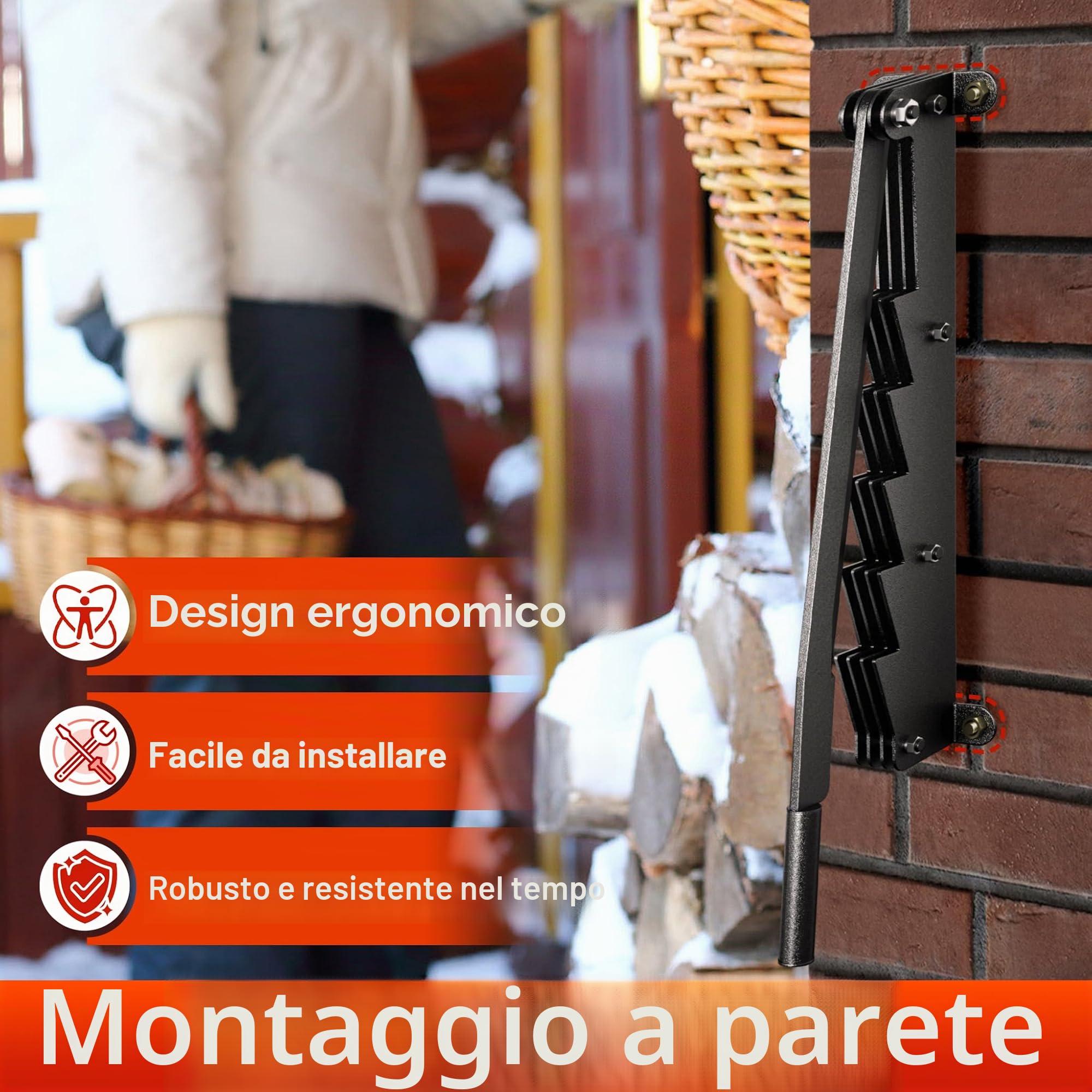YRHome - Spaccalegna manuale per legna da ardere, spaccalegna a parete, spaccalegna a mano, seghetto per legno, spaccalegna per legni teneri con guanti antiscivolo e borsa in feltro per campeggio