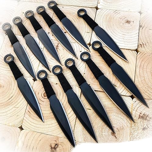 Juego de cuchillos tácticos ninja de hoja fija de 12 piezas para acampar al aire libre, profesional, táctico, élite, BLDA-0806