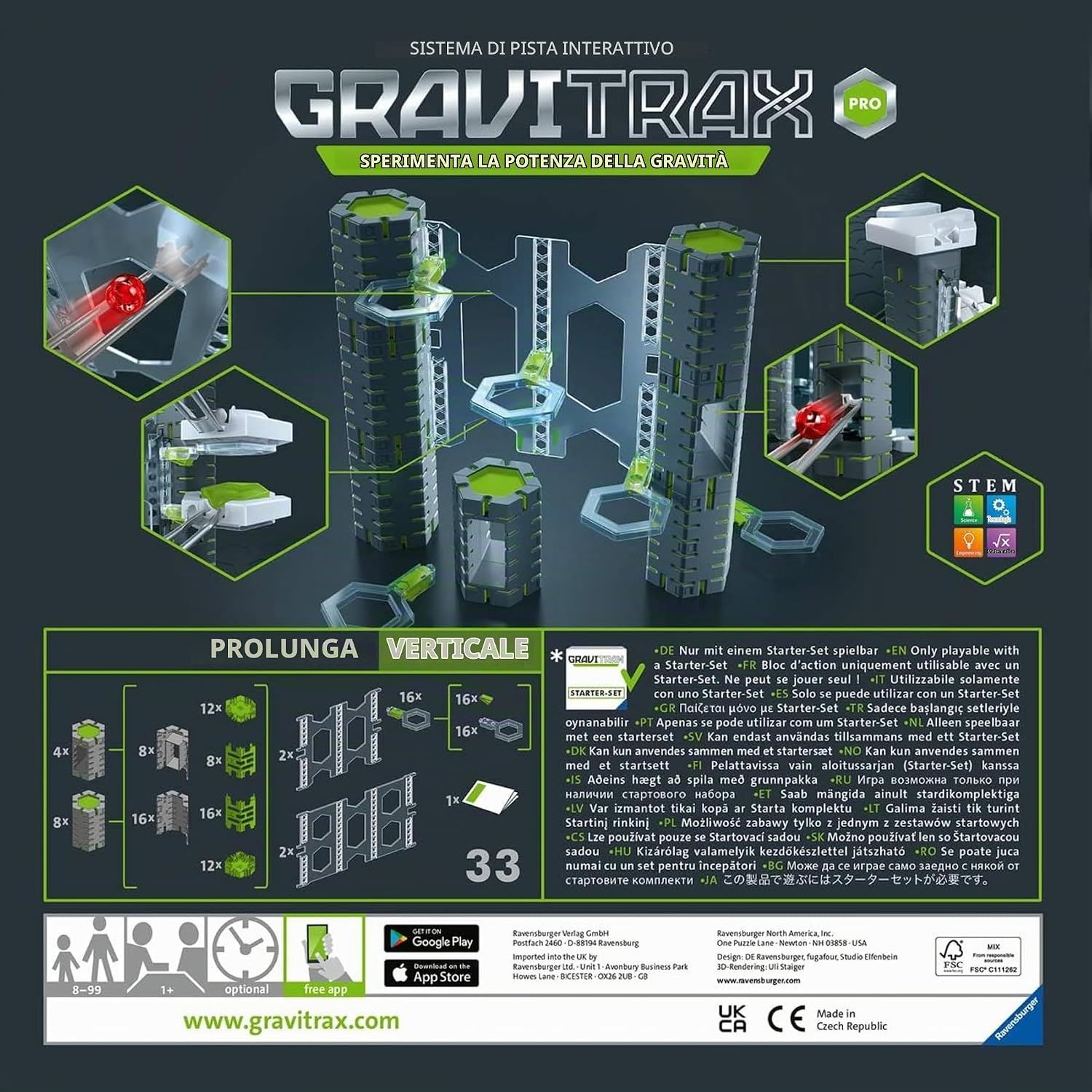 Contents of Gravitrax Pro Vertical Extension showing 33 pieces