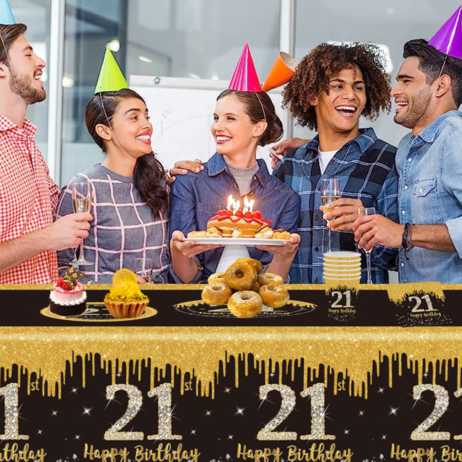 Lot De 2 Nappes Jetables En Plastique Bleu Marine « Happy 18th Birthday » - 137 X