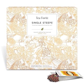 صندوق شاي Tea Forte Single Steeps Loose Leaf Sampler، صندوق شاي متنوع، 28 كيسًا فرديًا، شاي عشبي