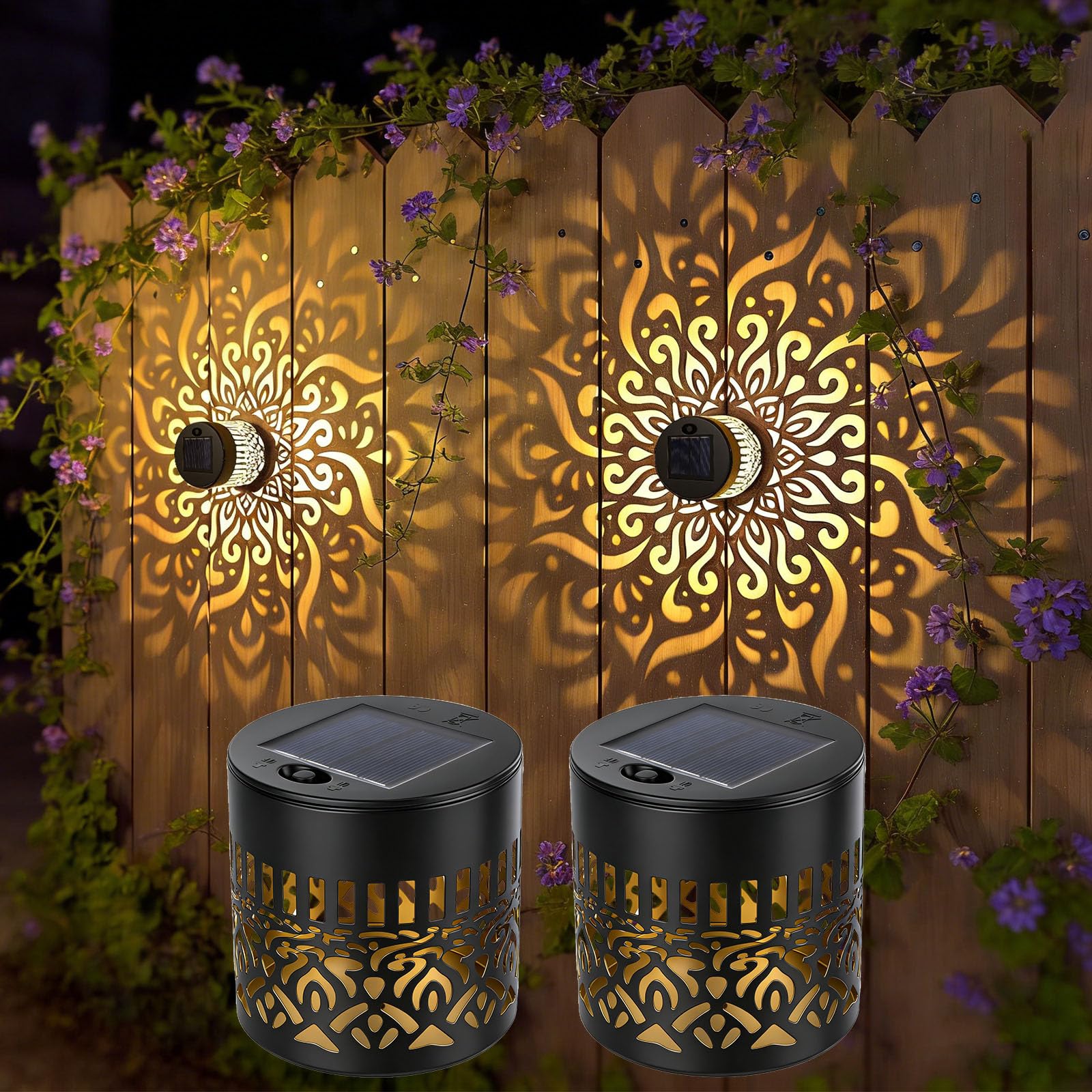 NGOKPYD Solar Mandala Wall Lights 2 Pack (Warm Light)