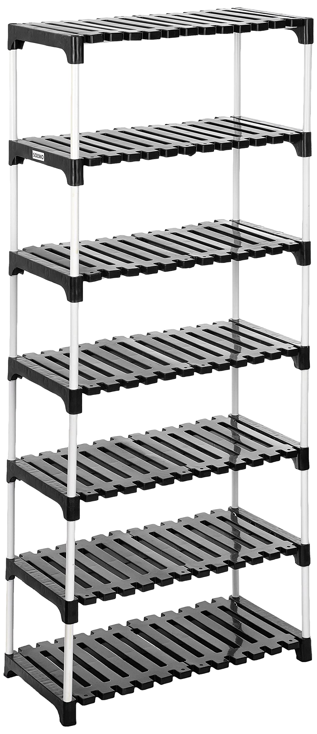 Amazon Brand - Solimo - Multipurpose Rack for Shoes and Clothes, 7 Racks, Black (Stainless Steel & Linen) (B0B981NHVC) Amazon Price History, Amazon Price Tracker