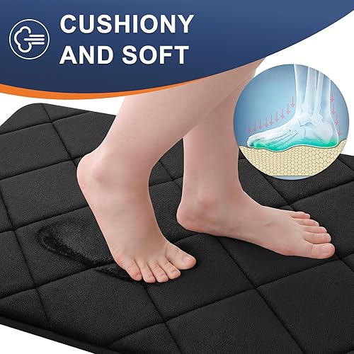 Miniatura 3 de OLANLY Tapete de baño de espuma viscoelástica de 24 x 16 pulgadas, ultra suave y absorbente, lavable a máquina, cómodo tapete de baño para suelo de