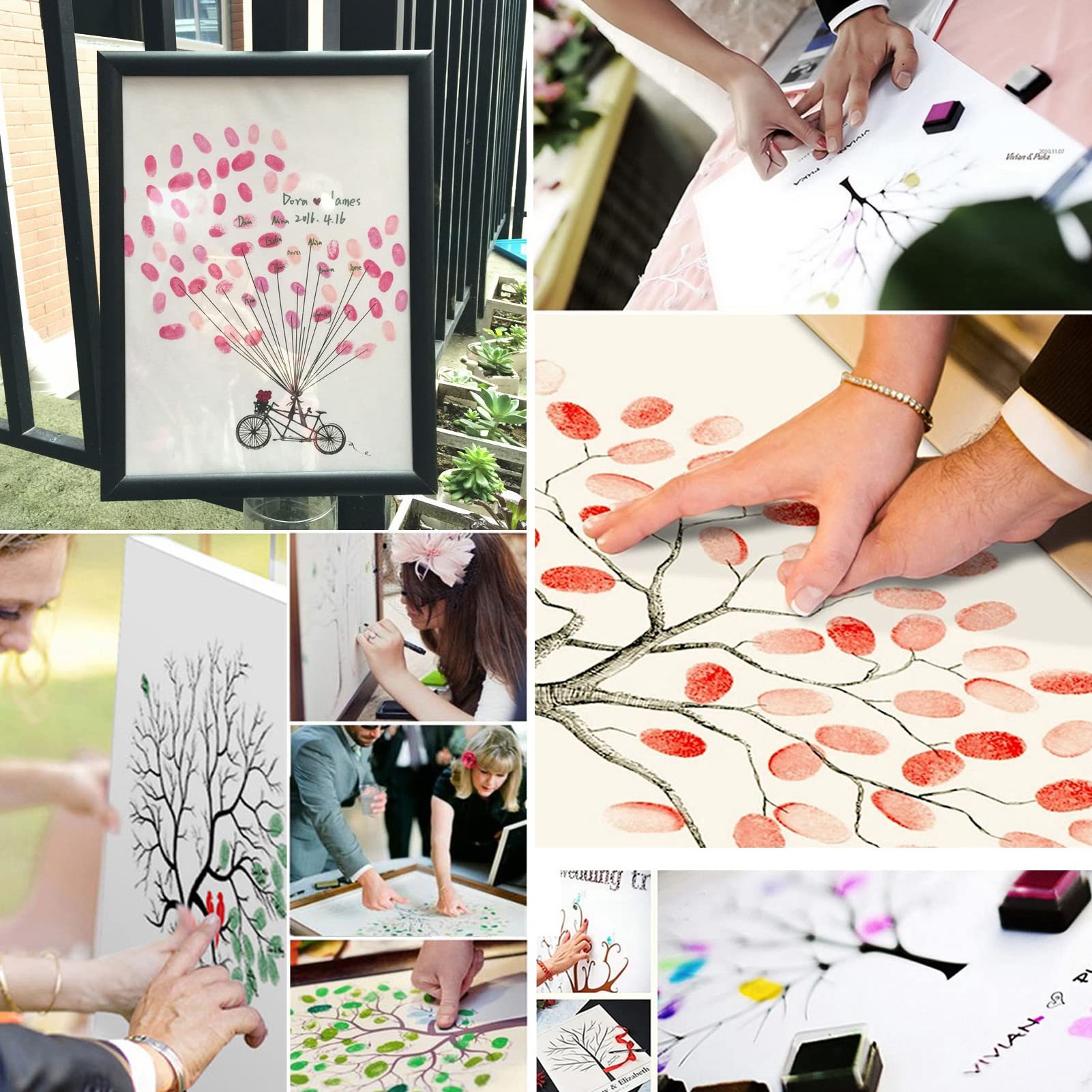 Libro Ospiti Nozze Con Impronte Digitali - Tela 30x40cm, 6 Colori, Idea Regalo Originale - Foto 2