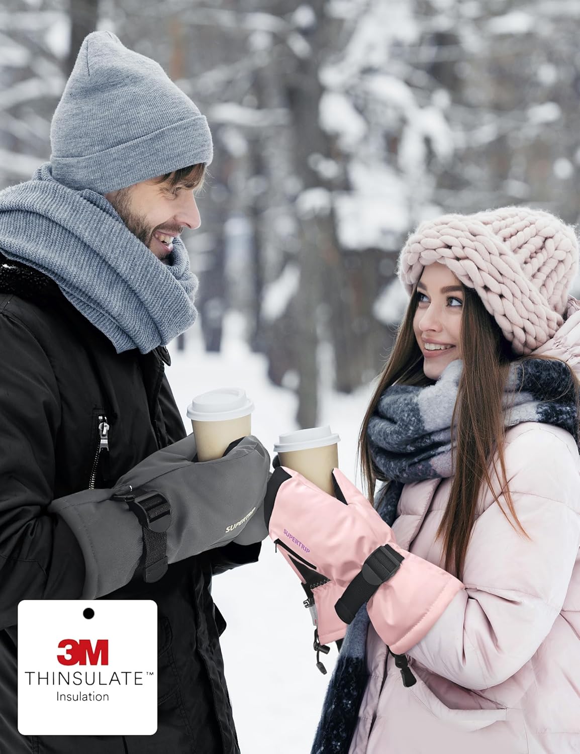 Supertrip Ski Mittens Men Women, Waterproof Snowboard Mittens Gloves Touch-Screen Anti-Slip Snow Mitts 3M Thinsulate, Warm Insulated in Cold Weather Winter - Image 5