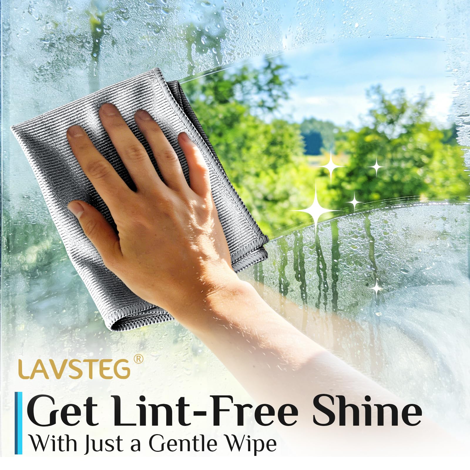 LAVSTEG Chiffon Magique Microfibre, 6X Serviette sans Trace Absorbant Polissage, Lingette Essuie Vitre Verre Miroir Lunette Vaisselle Cuisine Menage Voiture, Torchon Nettoyage Réutilisable Lavable - 5