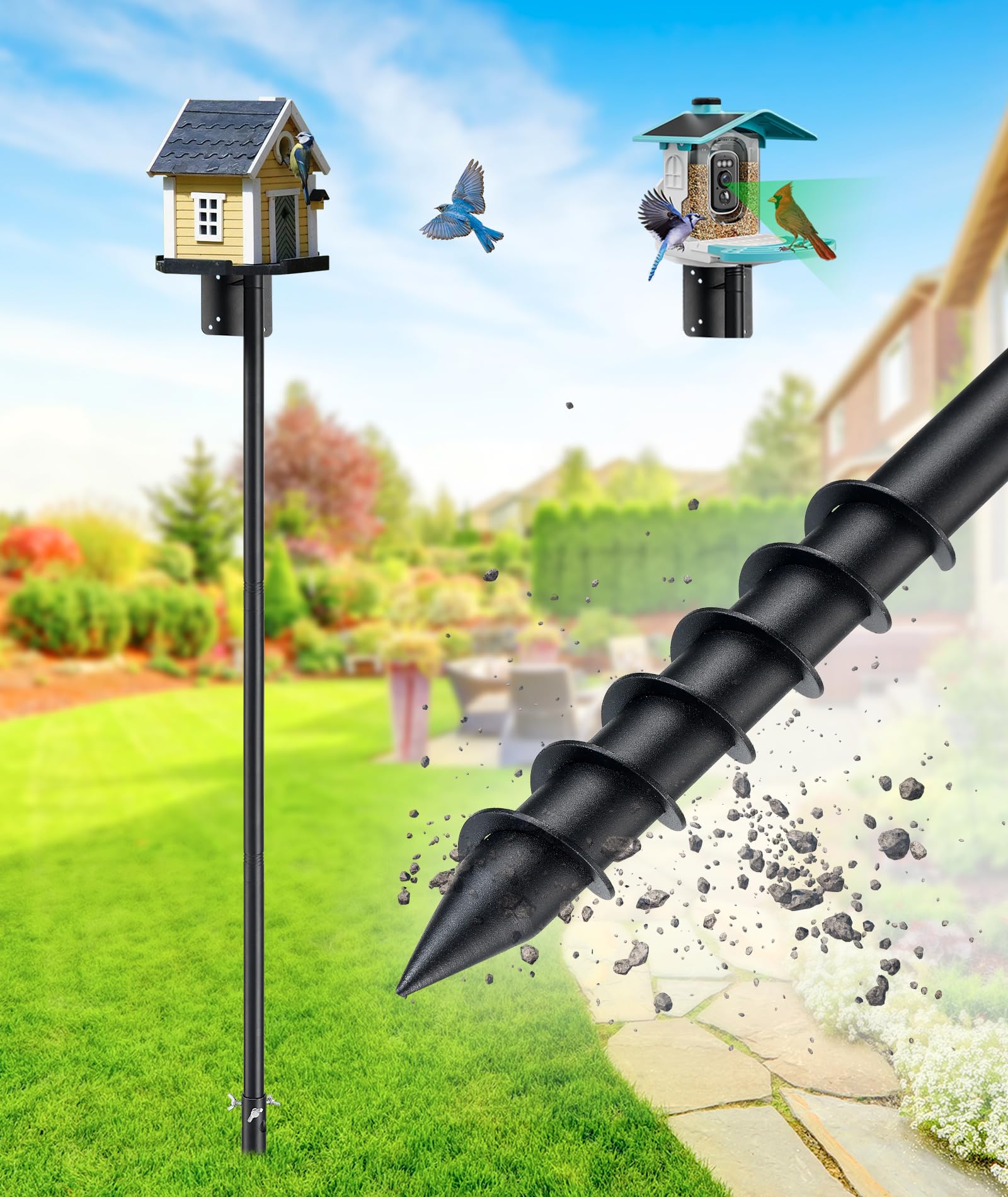Keplrend 109 Inch Heavy Duty Bird Feeder Pole