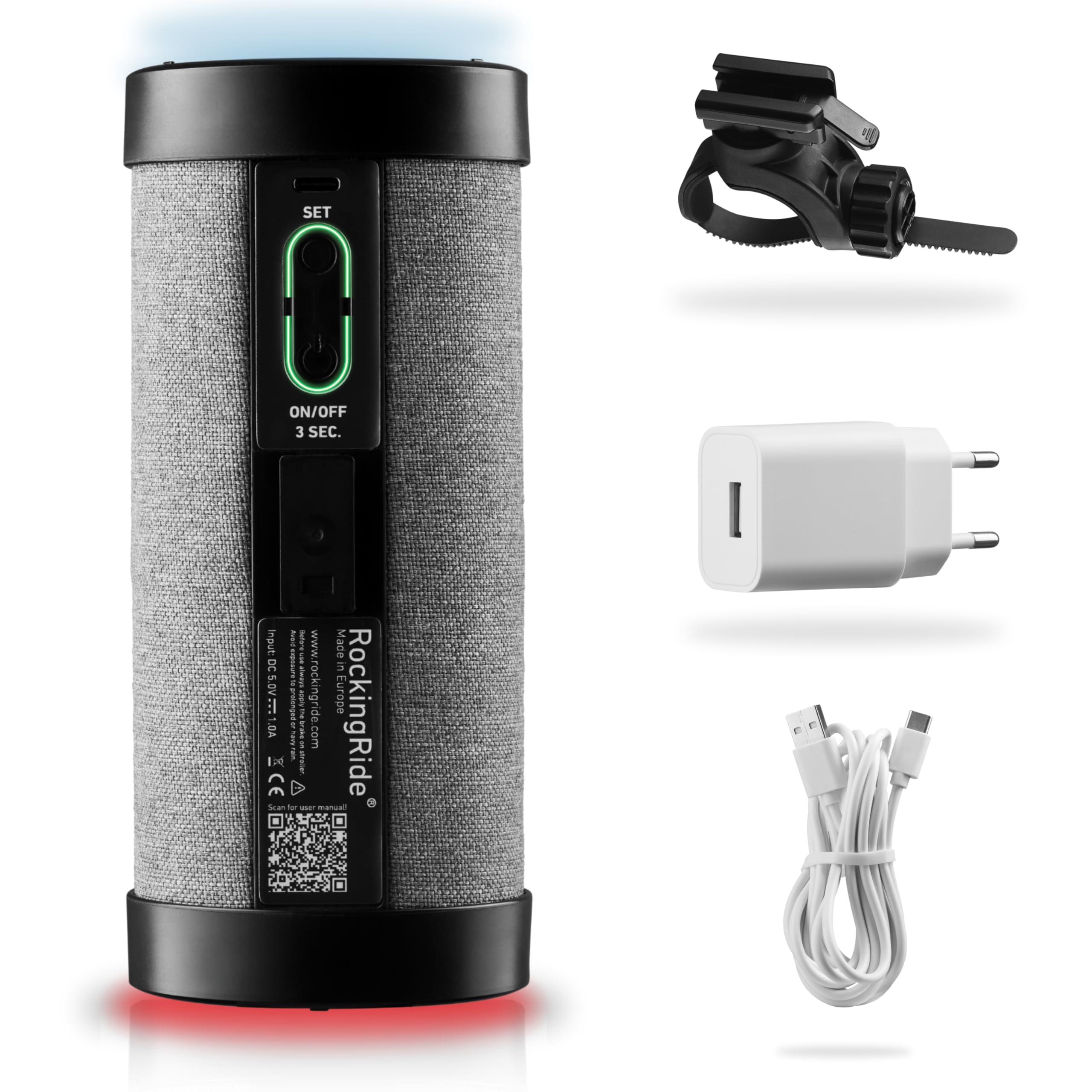 Mecedor Automático Recargable para Cochecito de Bebé – Ayuda para Dormir con Balanceo Suave, 3 Velocidades, Luz LED de Seguridad, USB-C, hasta 30 h - RockingRide PRO (Negro)