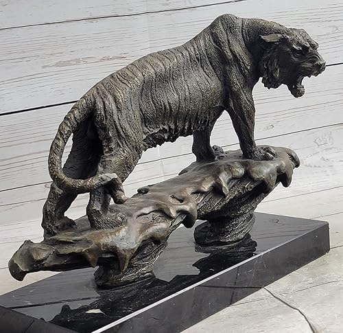 Miniatura 8 de Majestic Bugatti - Escultura de bronce de tigre  Estatua de vida silvestre hecha a mano por artesanos franceses, regalo decorativo para el hogar,