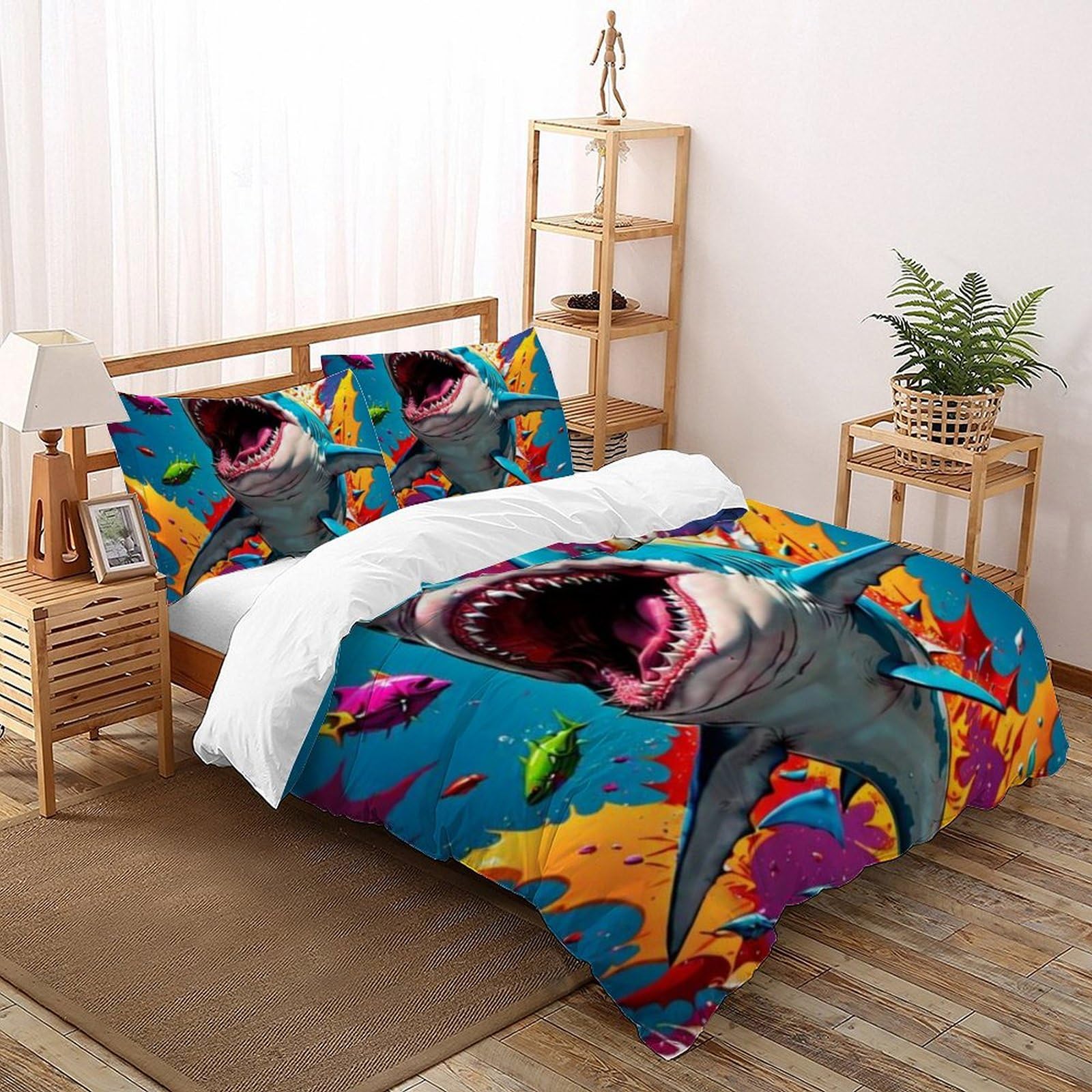 Housse de couette requin pour chambre de fille passionnée d'animaux aquatiques