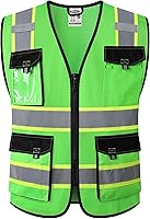 Vista 9 de JKSafety - Chalecos de seguridad reflectantes de alta visibilidad para hombres y mujeres, con bolsillos, ropa de seguridad de malla