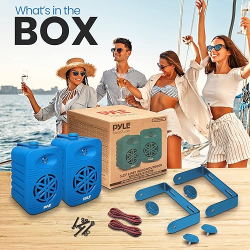 Vista 43 de Pyle USA - Par de altavoces para interiores y exteriores, sistema de altavoces de rango completo de 2 vías de 300 W, doble impermeable, 4 pulgadas