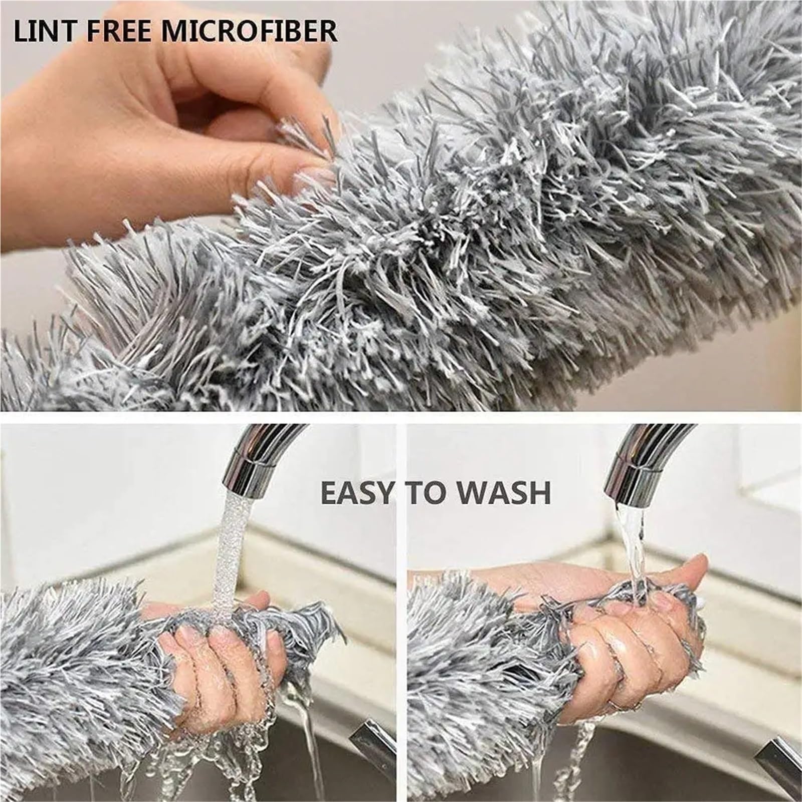 Plumero Atrapapolvo Cepillo de Microfibra Reutilizable extralargo con Varilla Extensible for Limpieza Dormitorio y Sala Estar(1pc 280cm-Splicing)