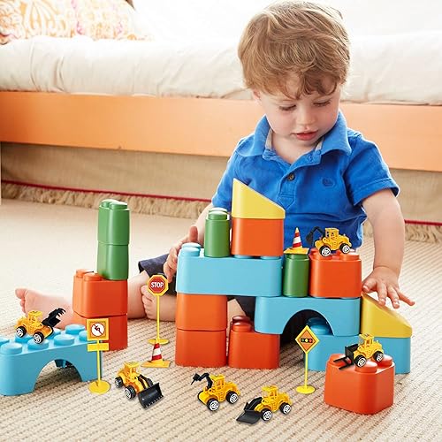 Miniatura 3 de Juego de 20 piezas de mini vehículos de construcción para decoración de tartas de camión, decoración de tartas, suministros de fiesta de cumpleaños,