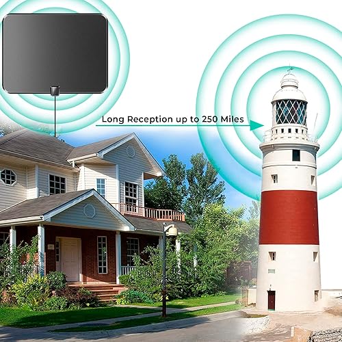 Miniatura 4 de Antena de TV inteligente HDTV digital de largo alcance de más de 250 millas amplificador de antena interior y exterior amplificador de señal antena