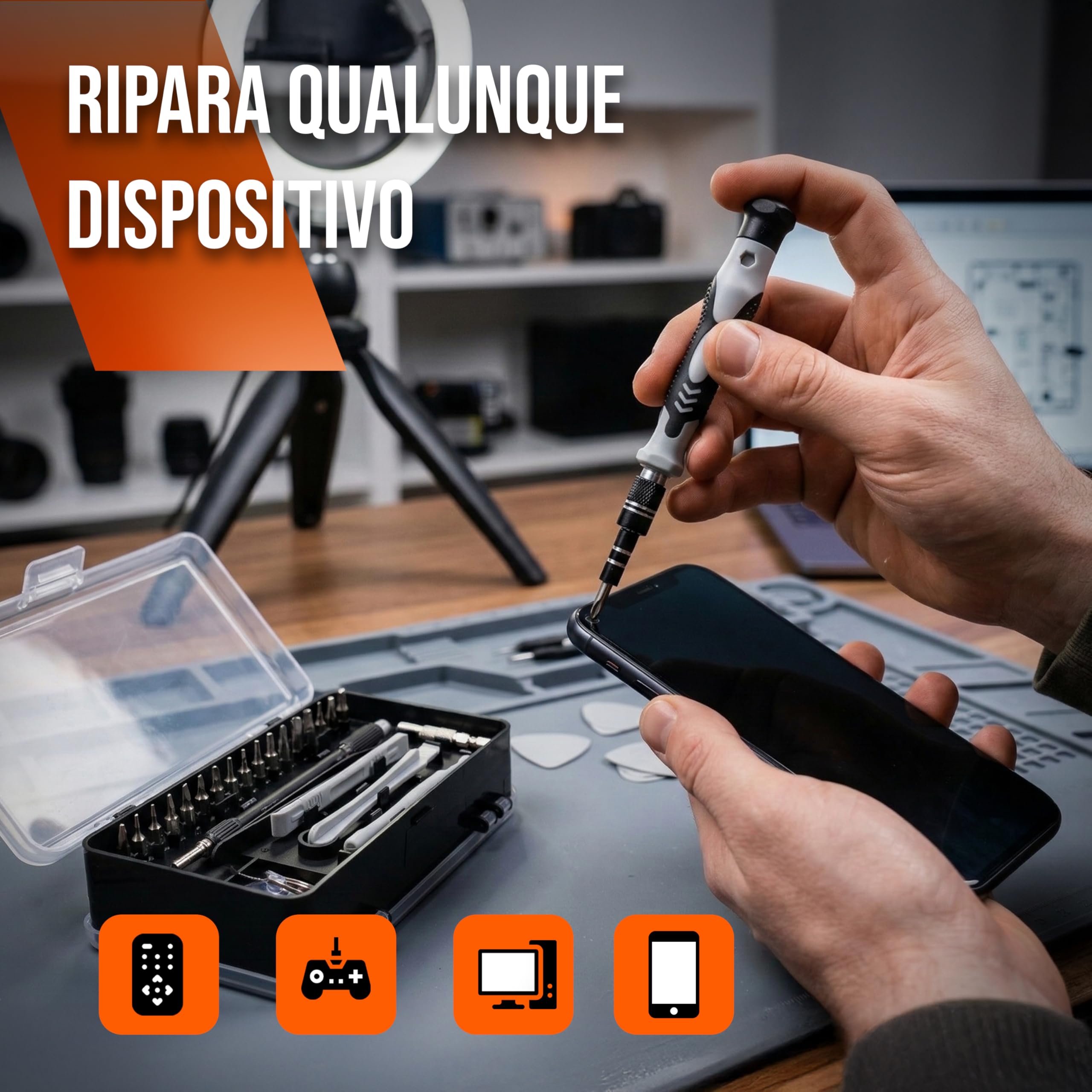 Set Cacciaviti Di Precisione Magnetici Mini Pocket Tool con 98 Punte CRV per Elettronica