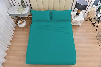 LinenEra 4 Piece Bed Sheet Set 100% Egyptian Cotton Bed Sheets Set, SizeCal-King-Beach Blue, Ultra Soft, and Smooth 800 Thread Count 15 Deep Pockets to Fit Any Mattress4Pc-Beach Blue