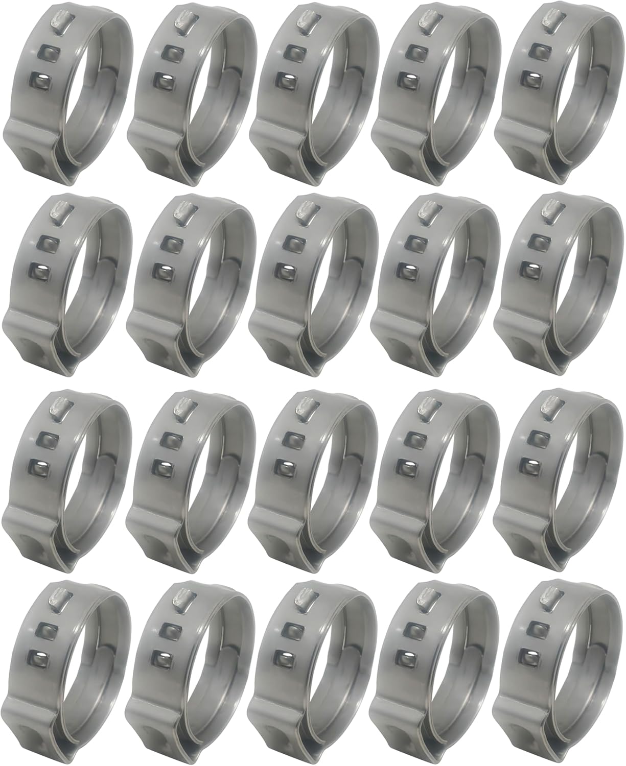 OCS Parts – Oetiker Ear Clamps 167 Series, 304 Stainless Steel, 18.5 mm Size, Pack of 20, Band Dimension 7 x 0.6 mm, Includes OCS Parts 2-Year Warranty