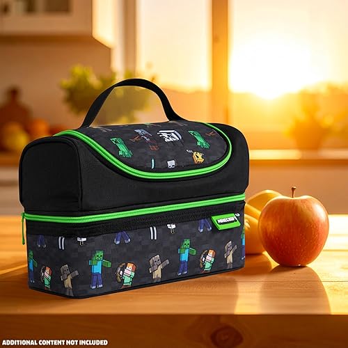 Miniatura 2 de Minecraft Lonchera térmica para niños, lonchera enredadera para niños, suministros escolares, portador de alimentos, aperitivos, picnic, días de