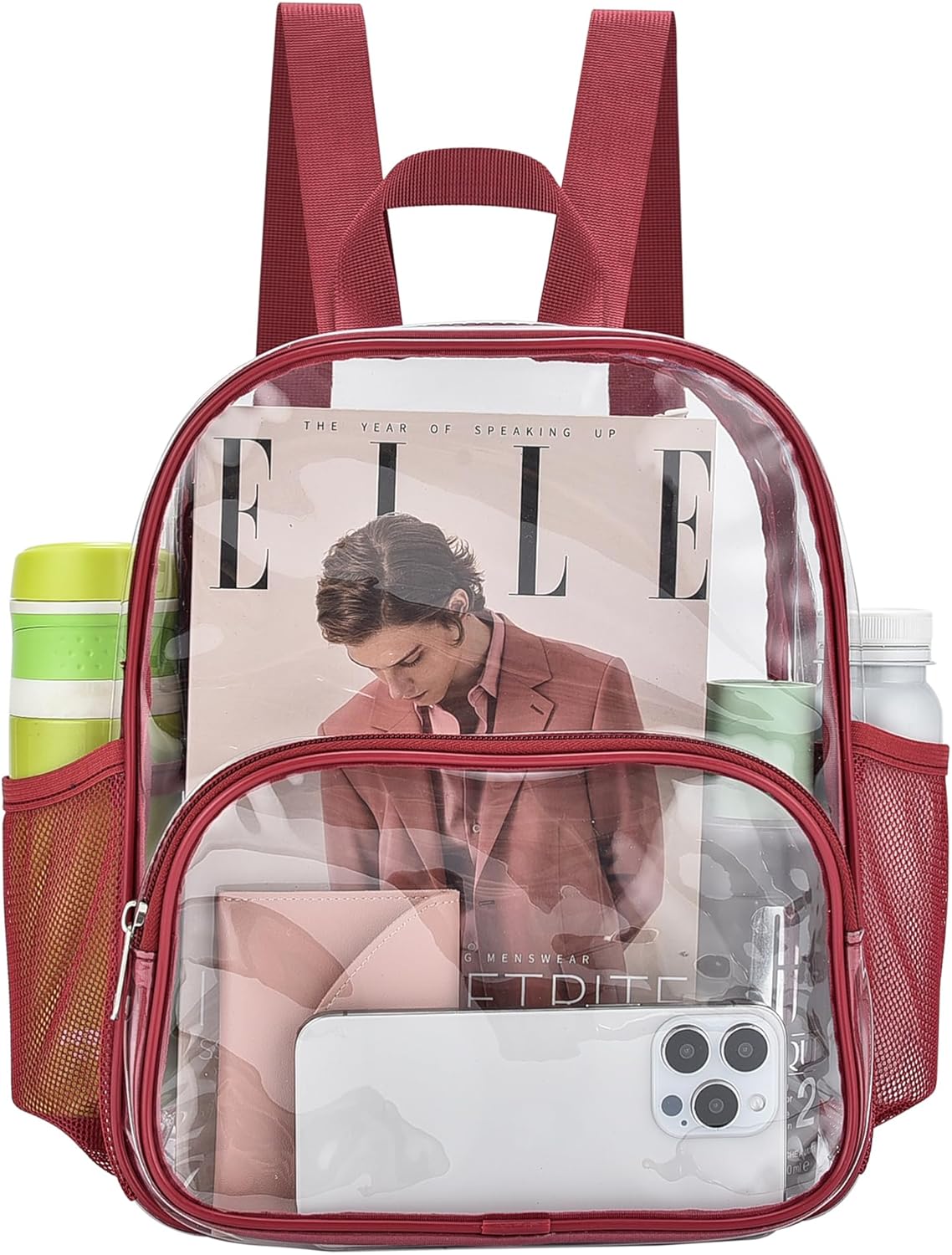 Busiuw Clear Backpack for Stadium Events Stadium Approved Clear Backpack 12x12x6 with Front Pocket for Concert Sport Fashion Women Backpack Events Work Travel