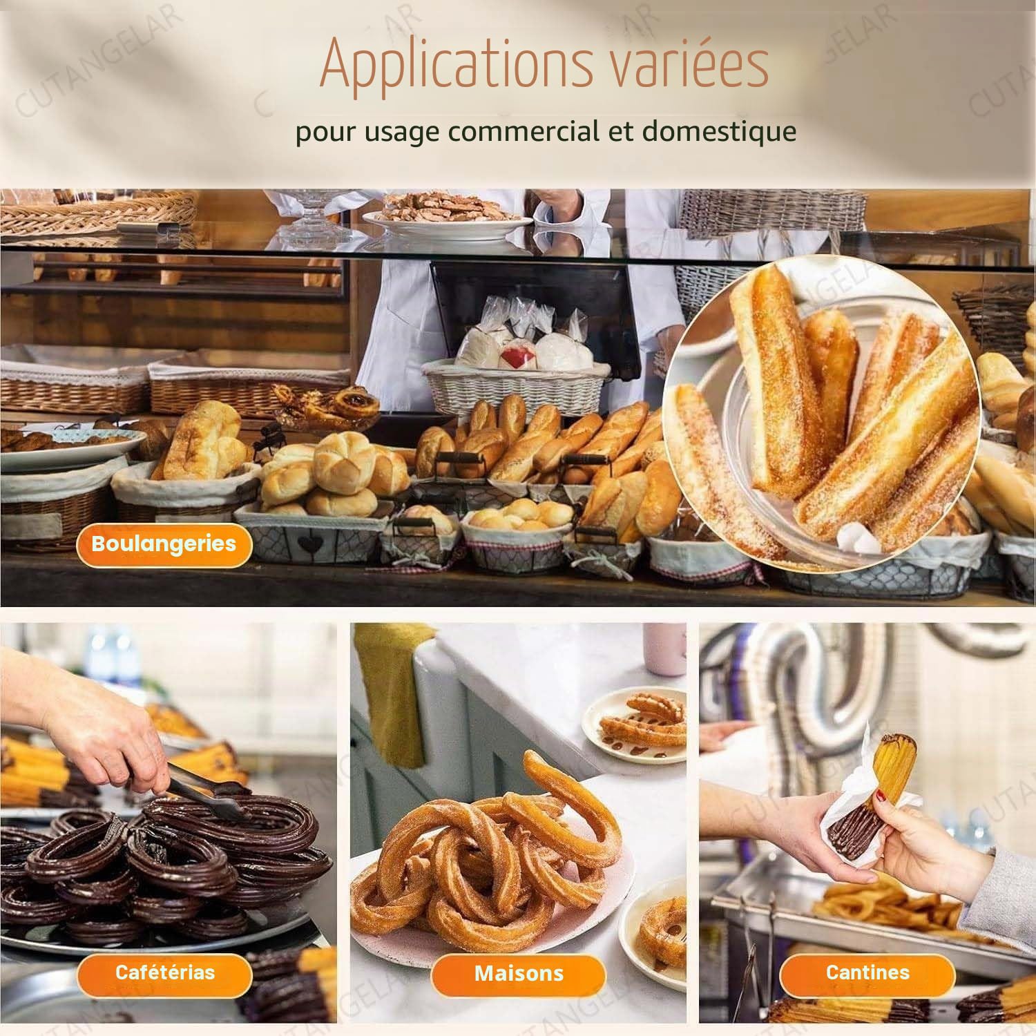 Presse À Pâte Manuelle, Machine À Churros Professionnelle. Caractéristiques Avec 5 Buses Interchangeables Et Capacité 2L. Pour Environnements De Restaurant Et Boulangerie.(3L)