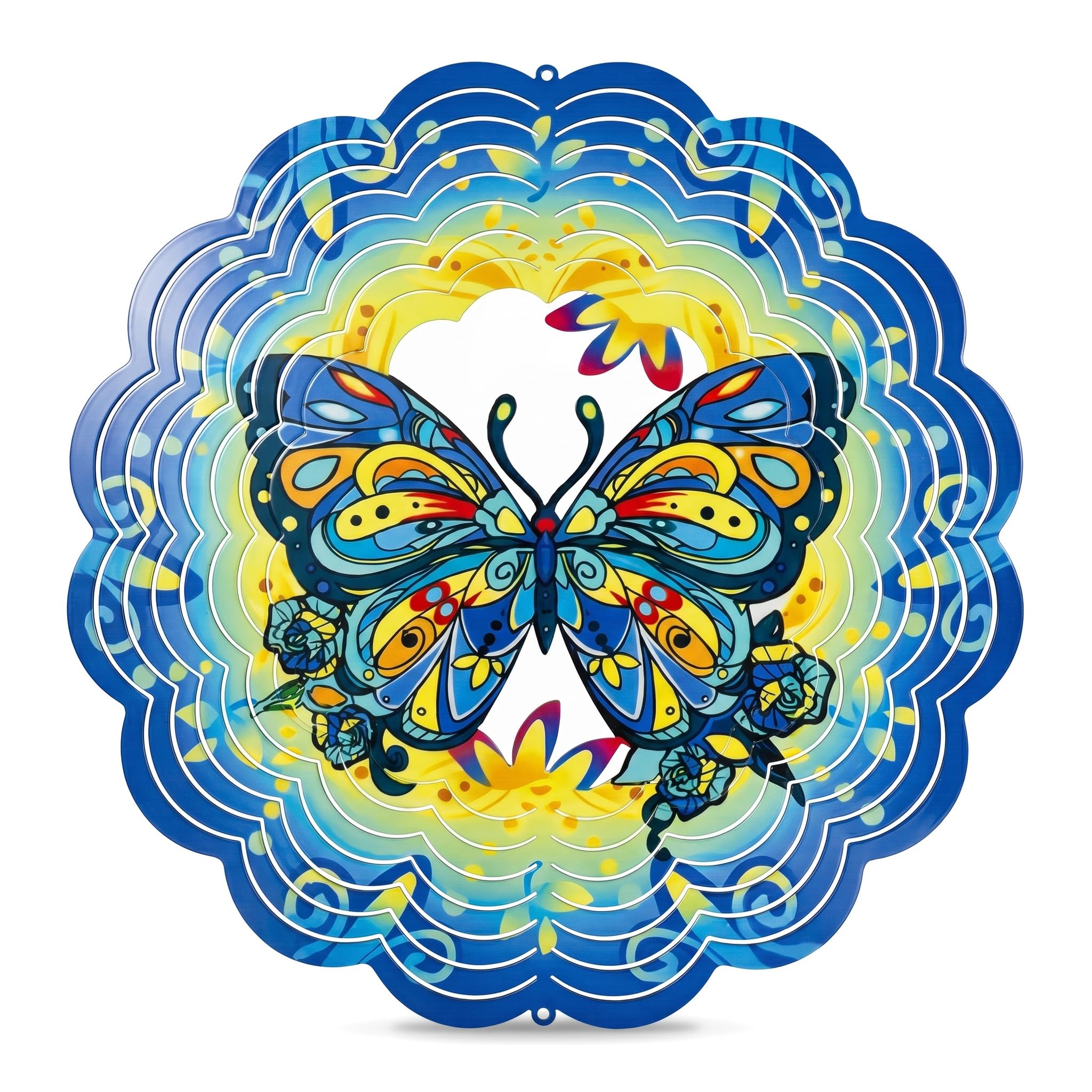 Colorful Garden Wind Spinners, QIANSSE Unique 3D Outdoor Decor for Yard, Patio Gift for Mom Women Garden Wind Spinners Garden Ornaments (Butterfly 2)