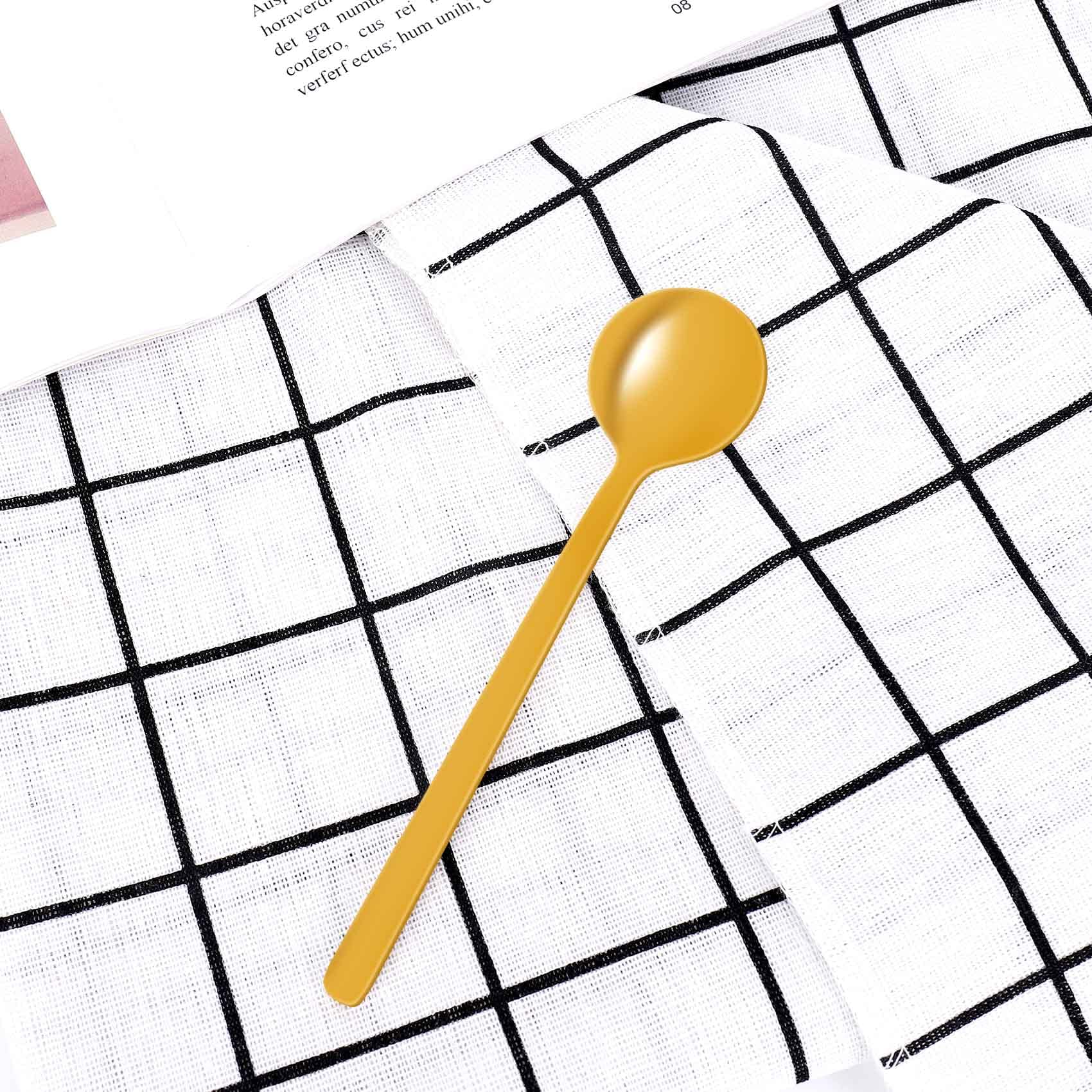 Juego de 4 cucharas de café redondas de acero inoxidable, mini cucharaditas, cuchara de postre de azúcar, cuchara de helado, cuchara de sopa, accesorios de cocina (dorado)