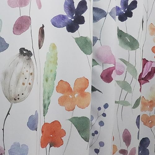 Miniatura 8 de Cortinas opacas florales de 84 pulgadas de largo, 2 paneles de hojas de flores azul salvaje, beige y morado, cortinas de oscurecimiento con