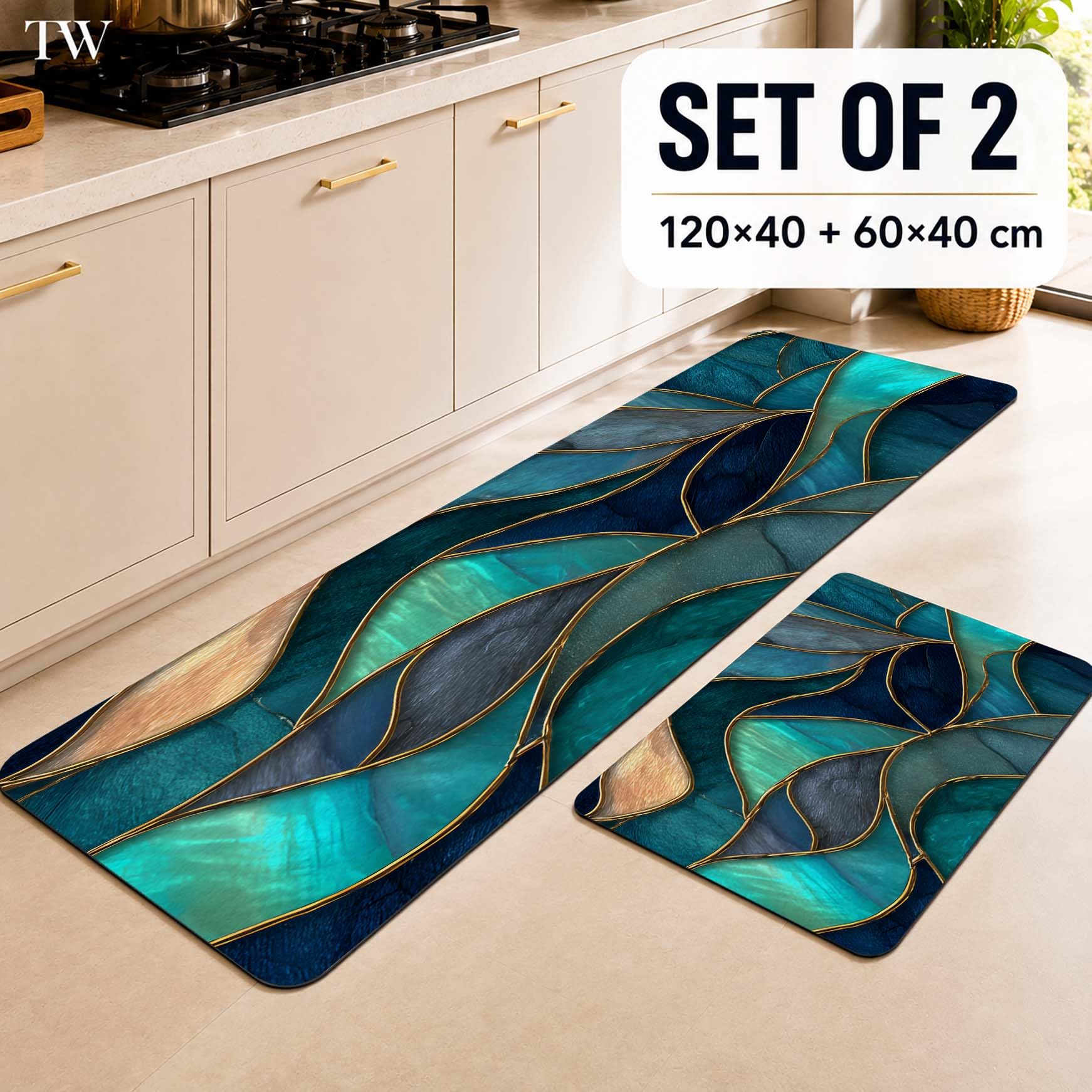 TURTLEWINGS Kitchen Floor Mats - Absorbent & Non-Slip -2 TURTLEWINGS Kitchen Floor Mats - Absorbent & Non-Slip -2