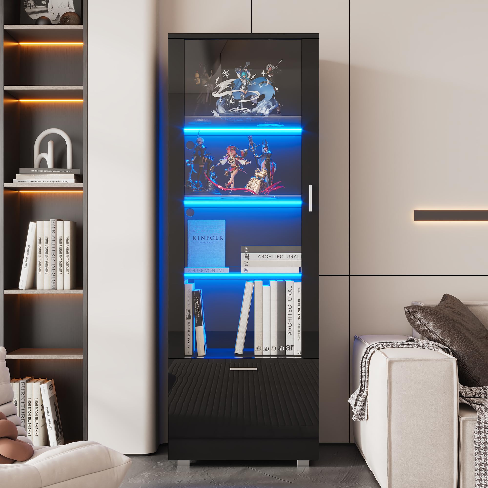 Vitrina de cristal acrílico LED brillante para perfumería