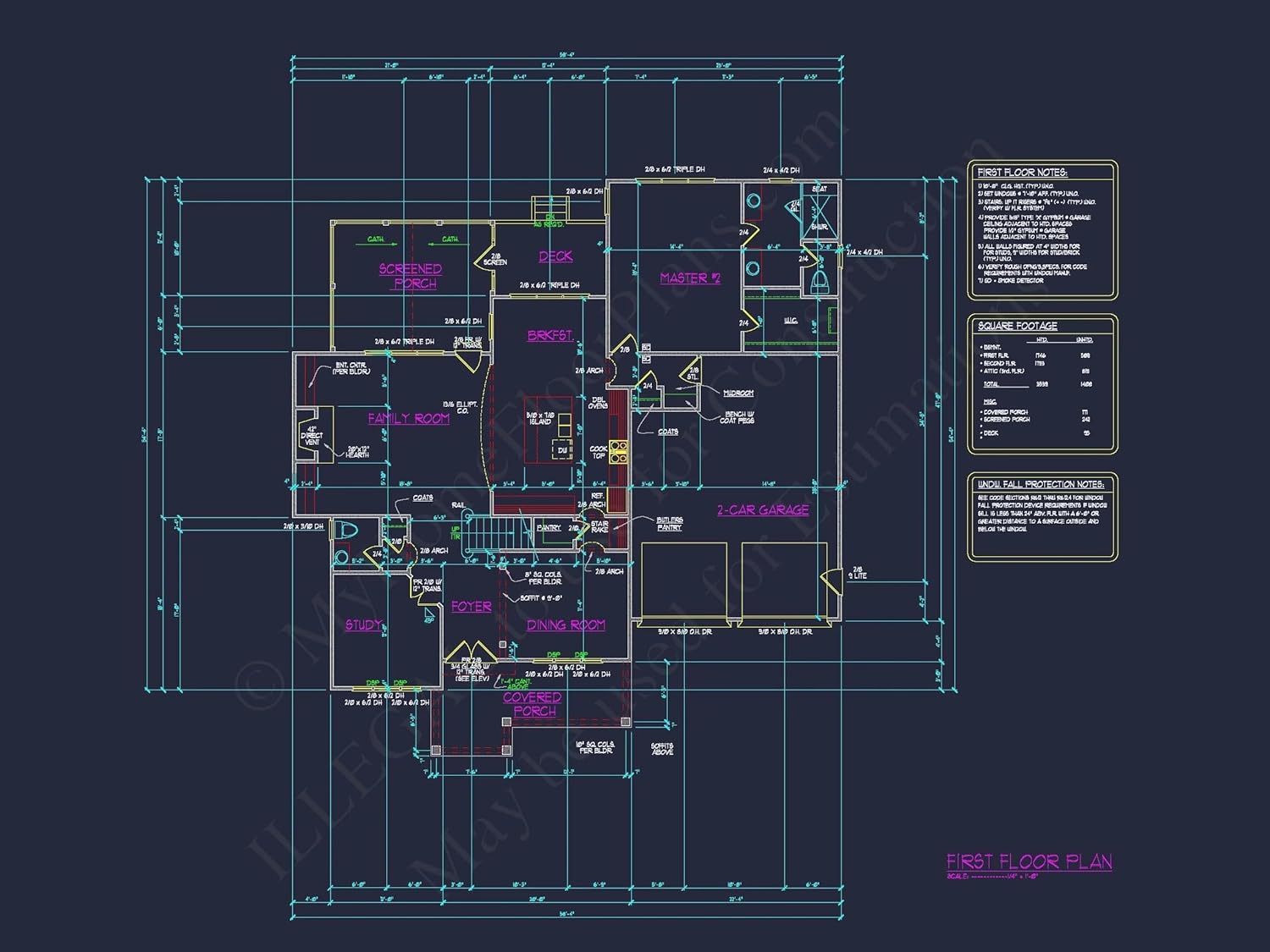 13-1923 HOUSE PLAN - Beautiful House Plan with 2.5 Floors, CAD Designs & Blueprint