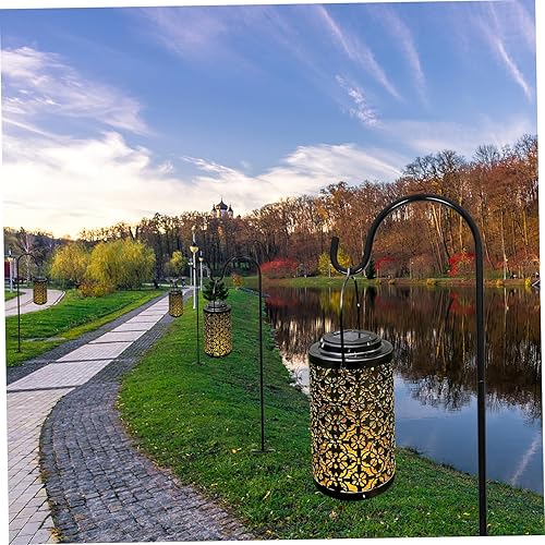 Miniatura 4 de 3 ganchos de pastor de 28 pulgadas de alto para exteriores, postes de jardín de metal para comederos de pájaros al aire libre, soporte de plantas