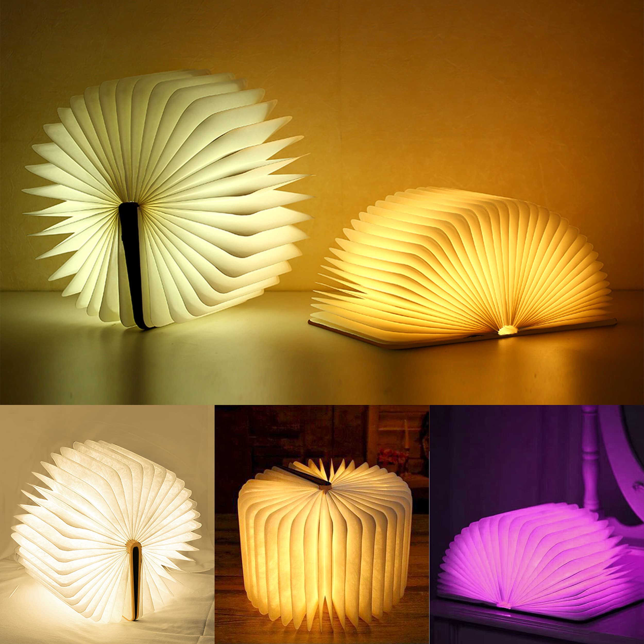 DEVASO Lampada Libro Led Pieghevole in 3 Colori Lampada Libro Decorazioni Casa, Camera e Ufficio | Idea Regalo Originale per Compleanno e Natale, Donna e Uomo (21 * 15 * 2.3cm)