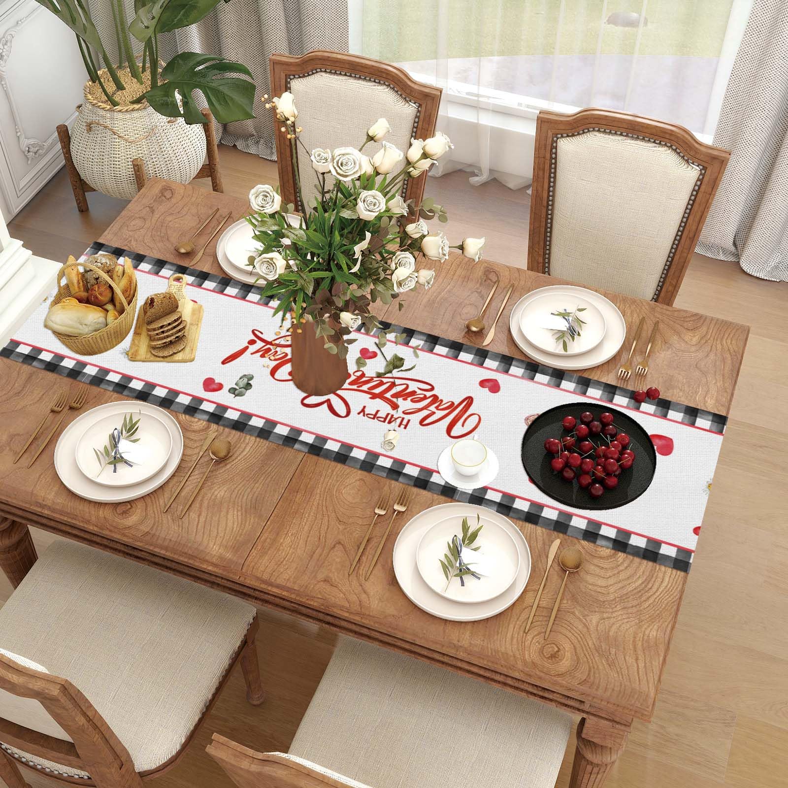 Snapklik.com : Linen Watercolor Eucalyptus Heart Valentines Day Table ...