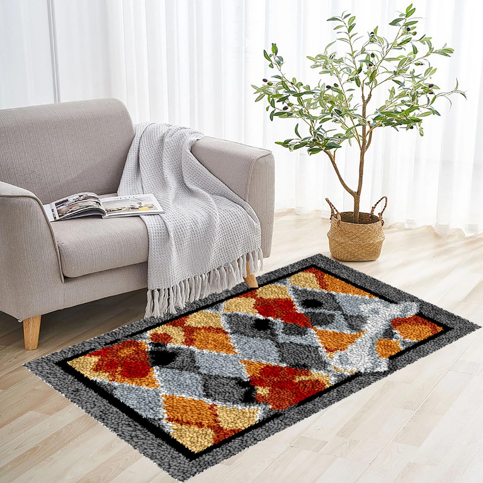 38 x 52 cm Knüpfteppich zum Selber Knüpfen Set Erwachsene | Knüpfen Set für Kinder Erwachsene | Knüpfteppich Zum Selber Knüpfen mit Bedruckter Leinwand