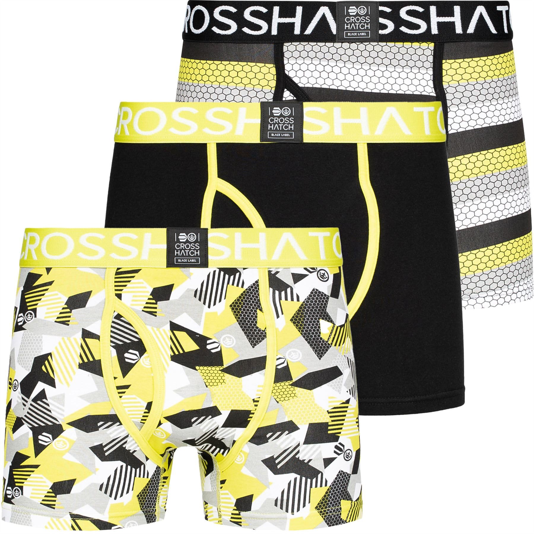 Wjl Whispering Jones London Men's Crystaline - Lime 3 Pack Crosshatch Boxers Designer Multiple Shorts Underwear Trunks Gift Set, Xl