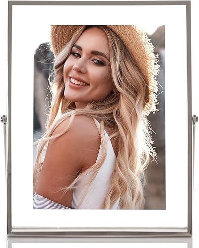 Miniatura 9 de Lawrence Frames Marco de fotos flotante con caballete de metal, 4 x 6, color plateado
