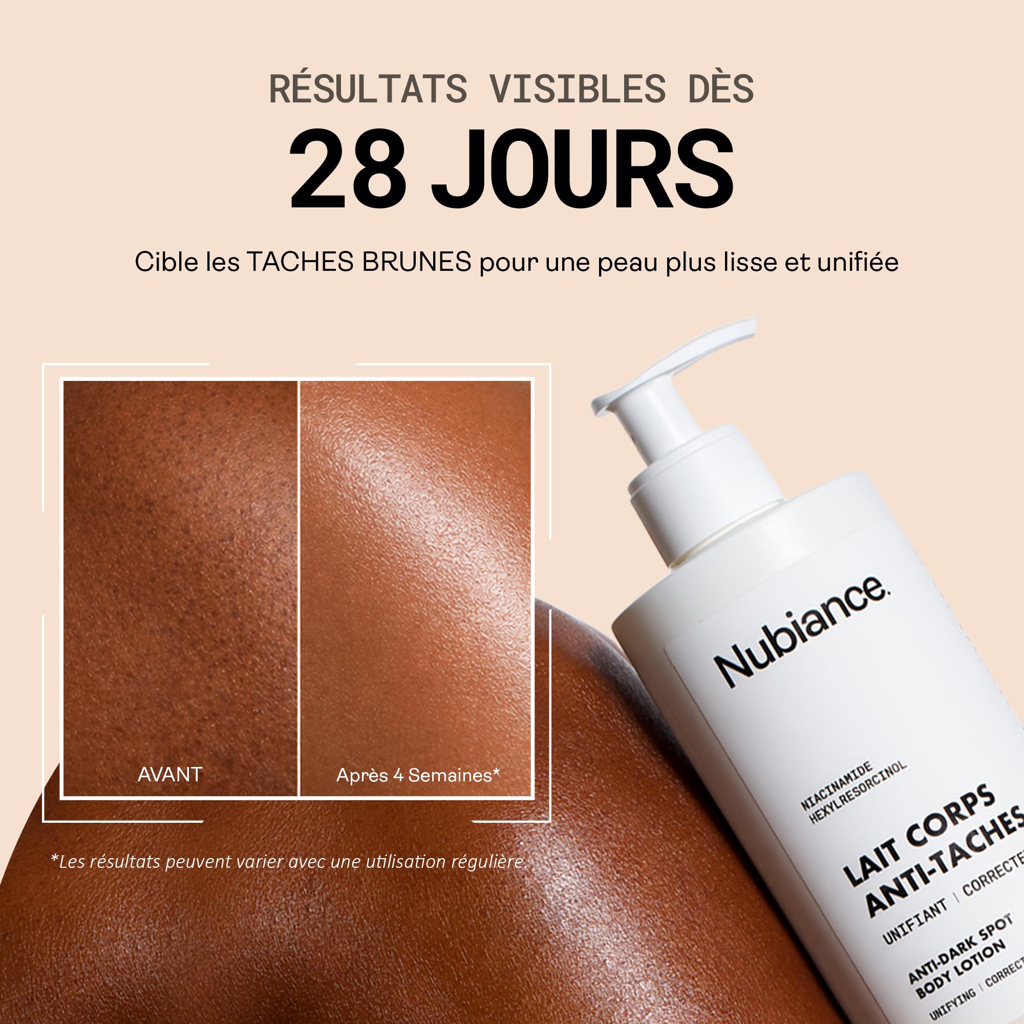 NUBIANCE Lait Corps Hydratant Éclaircissant Anti-Taches Karité 500 ml