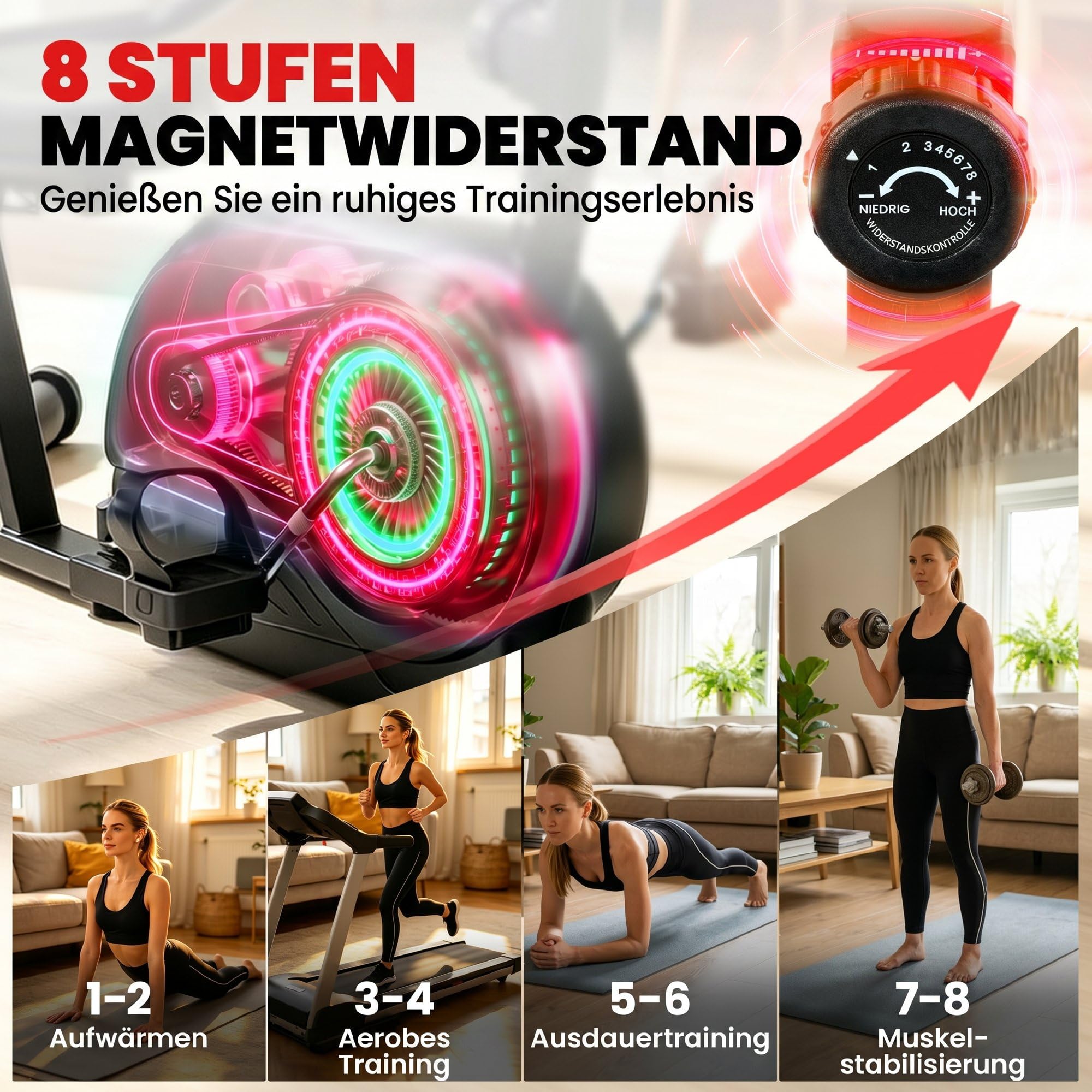 SPORTNOW Liegeergometer für Zuhause mit 8 verstellbar Widerstandsstufe Magnetbremse APP Pulssensor LCD-Display Verstellbar Fußriemen, Senioren Liegefahrrad Heimtrainer mit verstellbarer Rückenlehne