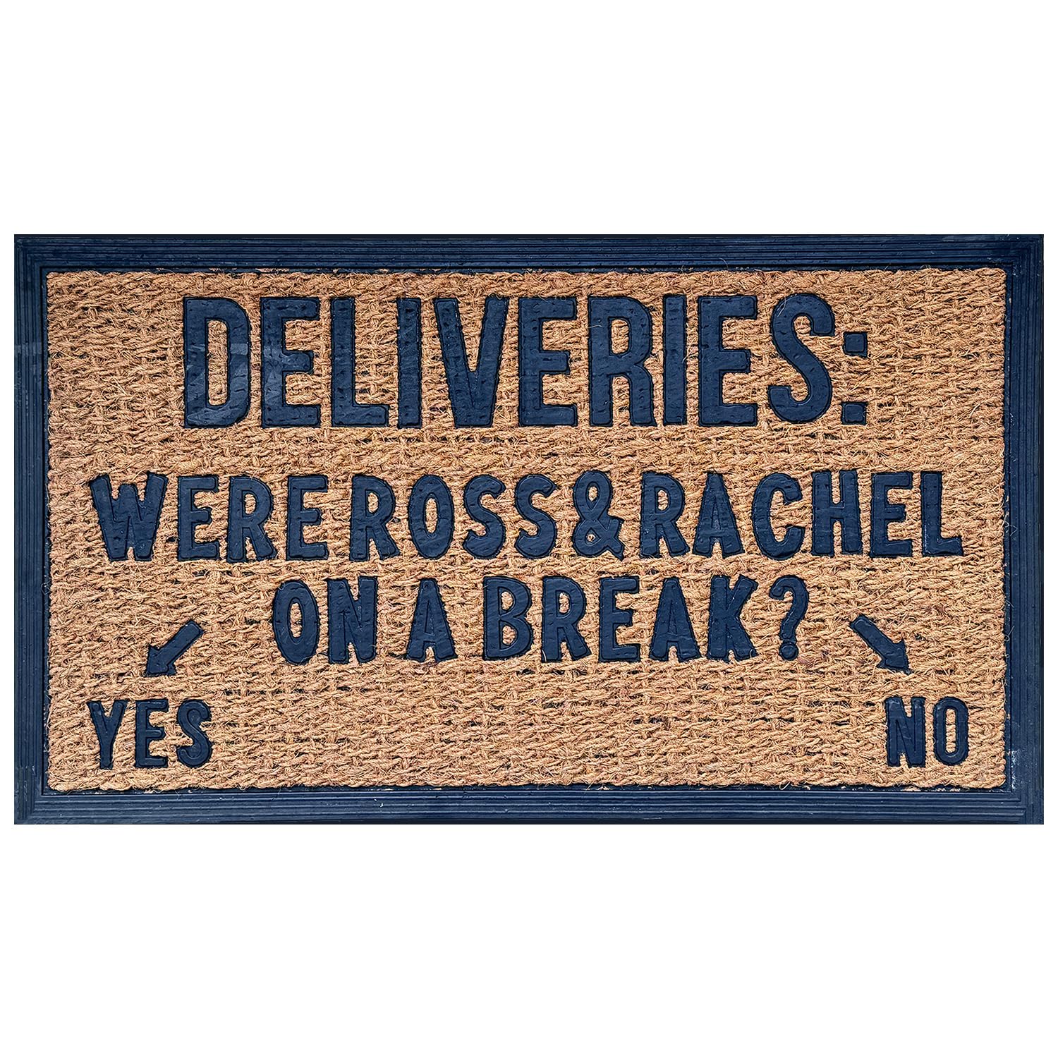 JiXianJu Funny Coir Doormat: Ross and Rachel 'On A Break' Welcome Mat, 30x17 inch, Heavy-Duty Non Slip Coconut Coir