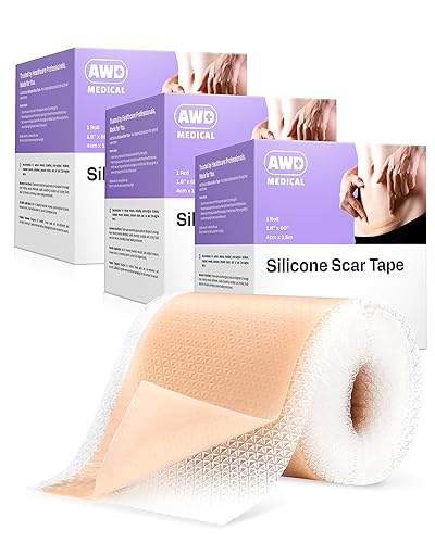 AWD - Hojas de silicona para cicatrices, cinta de gel de silicona suave de grado médico para eliminación de cicatrices (1.6 x 60 pulgadas),