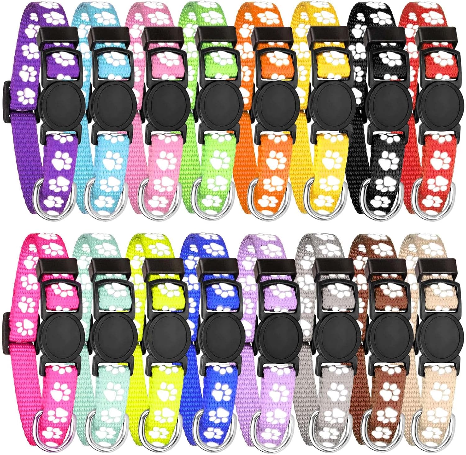 16 Pack Puppy Collars,Puppy Collars for Litter,Paw Print