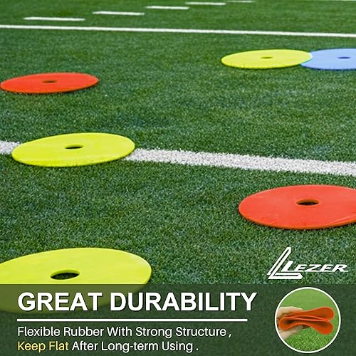 Miniatura 5 de LEZER Conos planos de 6 pulgadas y 8 pulgadas, marcadores de puntos, conos de fútbol, marcadores de cancha de campo, puntos para sentarse, discos