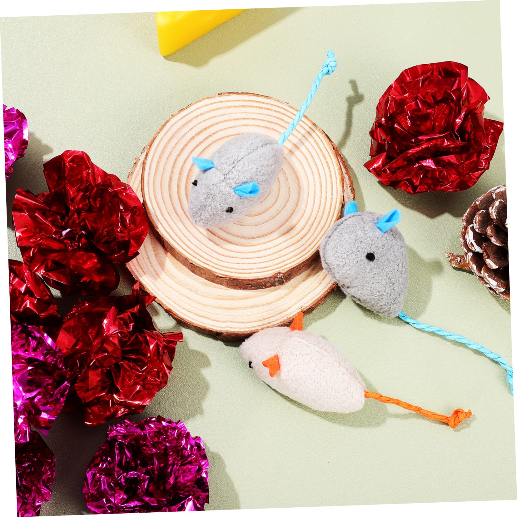 VANZACK 52piezas Juguetes Interactivos para Gatos Ratones De Peluche y Bolas Crinkle para Entretenimiento Interiores